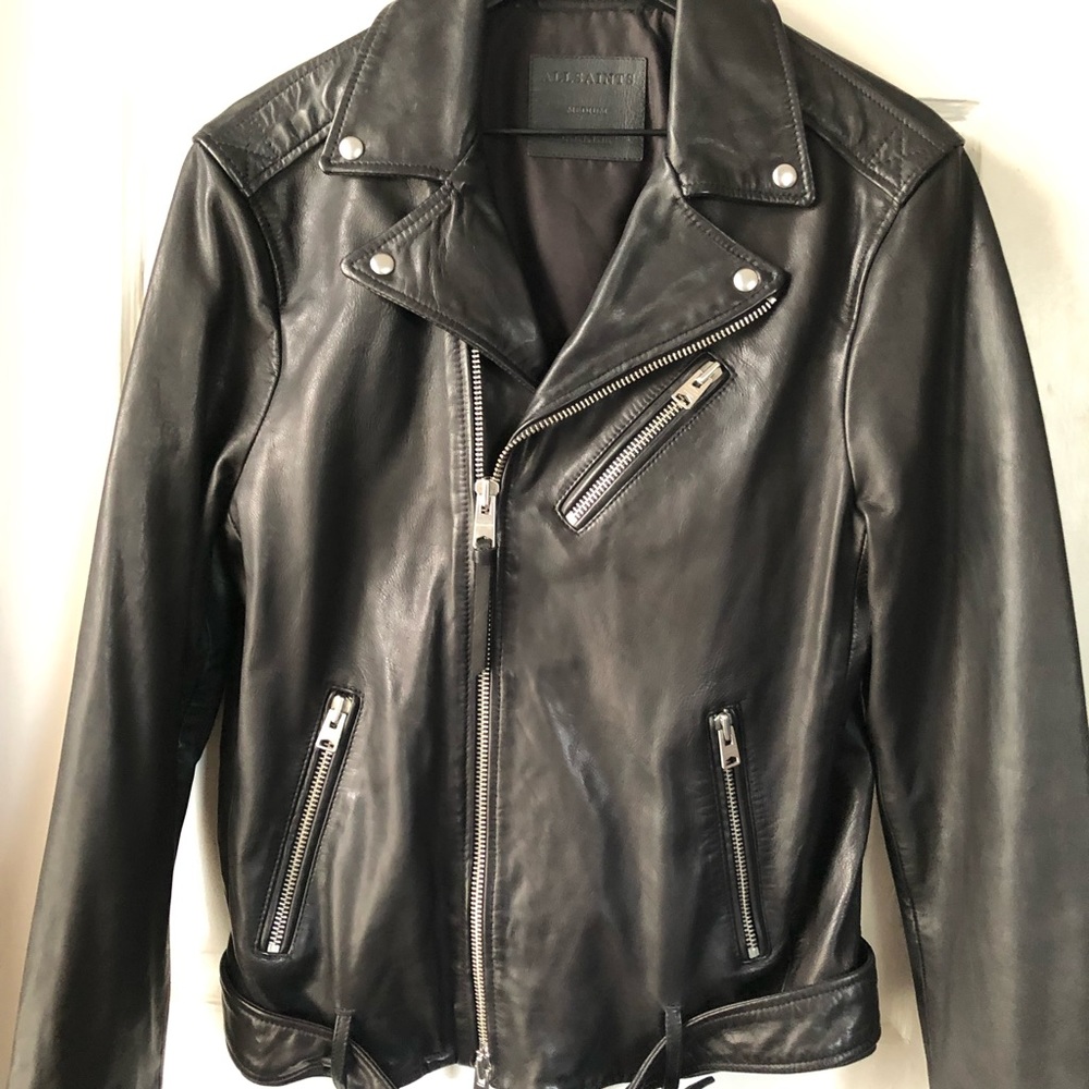 Allsaints mens Rigg leather biker jacket - Picture 14 of 15